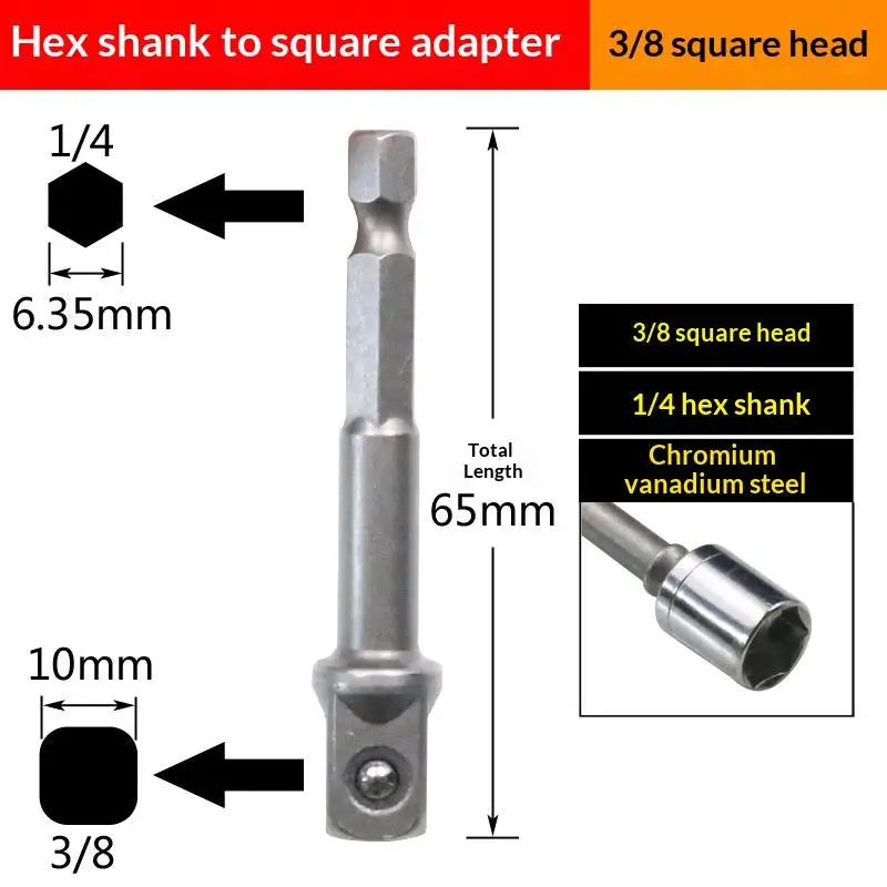 Chrome Vanadium Socket Adapter Set 1/4" 3/8" 1/2" Hex Shank Socket Adapter Set Richie's 65mm B