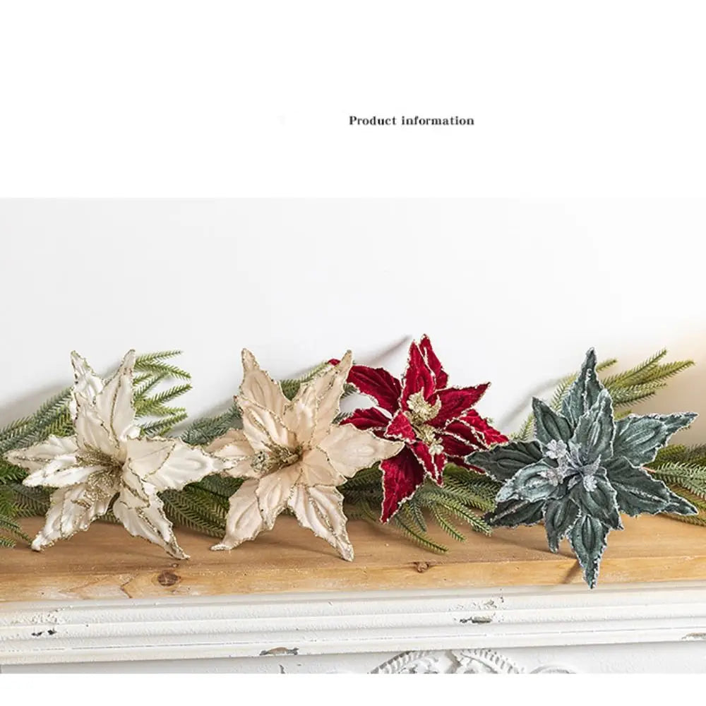 Glitter Poinsettia Artificial Christmas Flower 26cm Decoration Artificial Christmas Flower Richie's