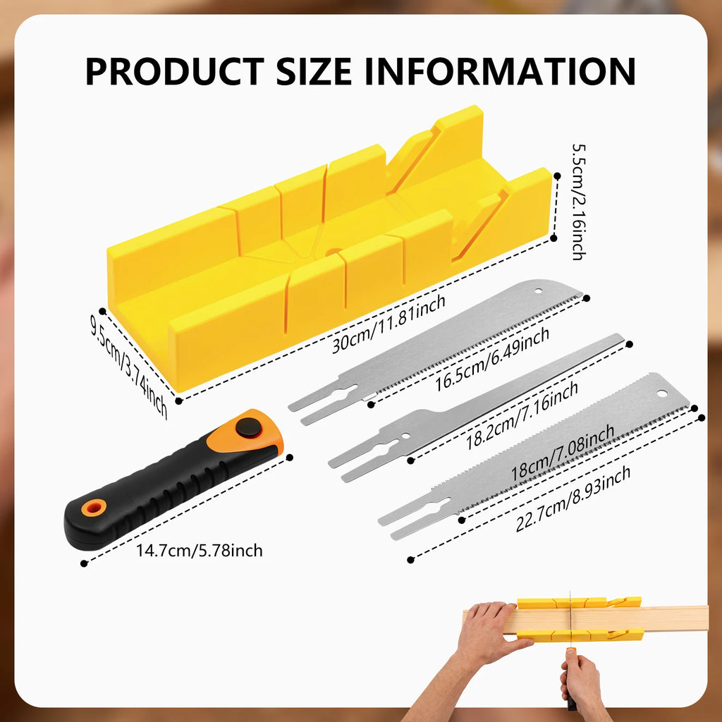 Mitre Box & Pull Saw Set – 4 Angles, 3 Blades | Woodworking Mitre Box Saw Set Richie's