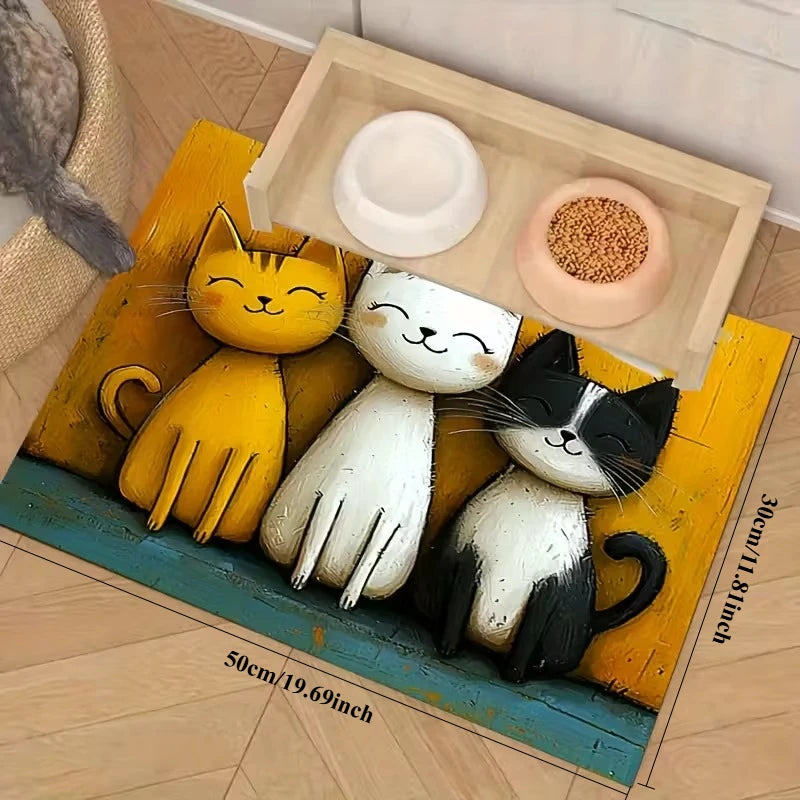 Non-Slip Cat Pattern Pet Feeding Mat – Waterproof & Easy Clean Pet Feeding Mat Richie's 30x50cm 1pc