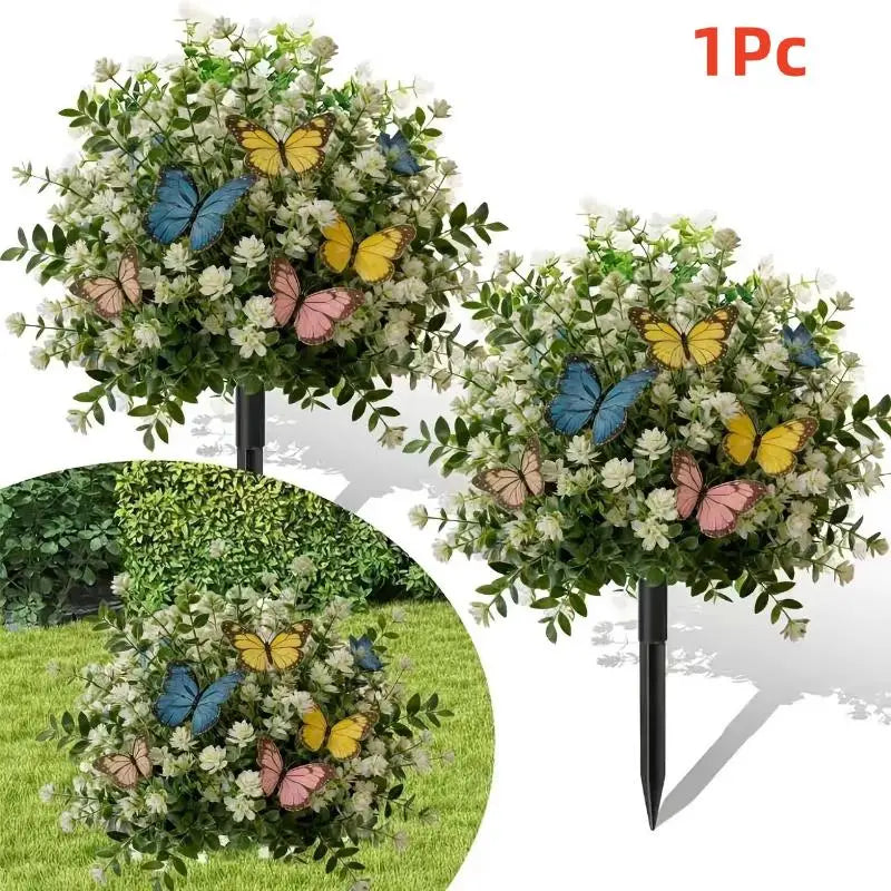 Artificial Eucalyptus Camellia Flower Garden Stake 45x32cm Artificial Garden Flower Richie's A2