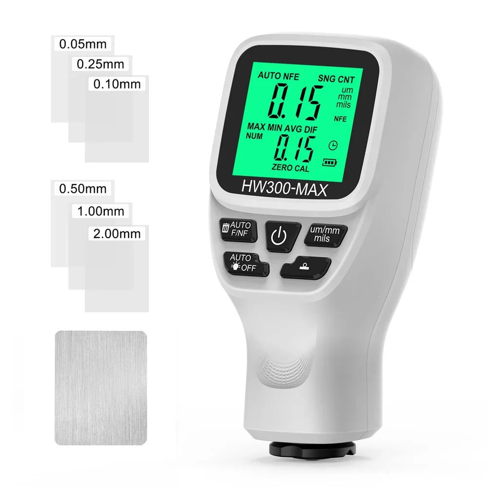HW-300 Car Paint Film Thickness Gauge 0-2000µm DFT Meter Paint Thickness Gauge Richie's White
