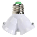 E27 to 2×E27 Bulb Socket Splitter Adapter | Dual Lamp Holder Lamp Socket Adapter Richie's White
