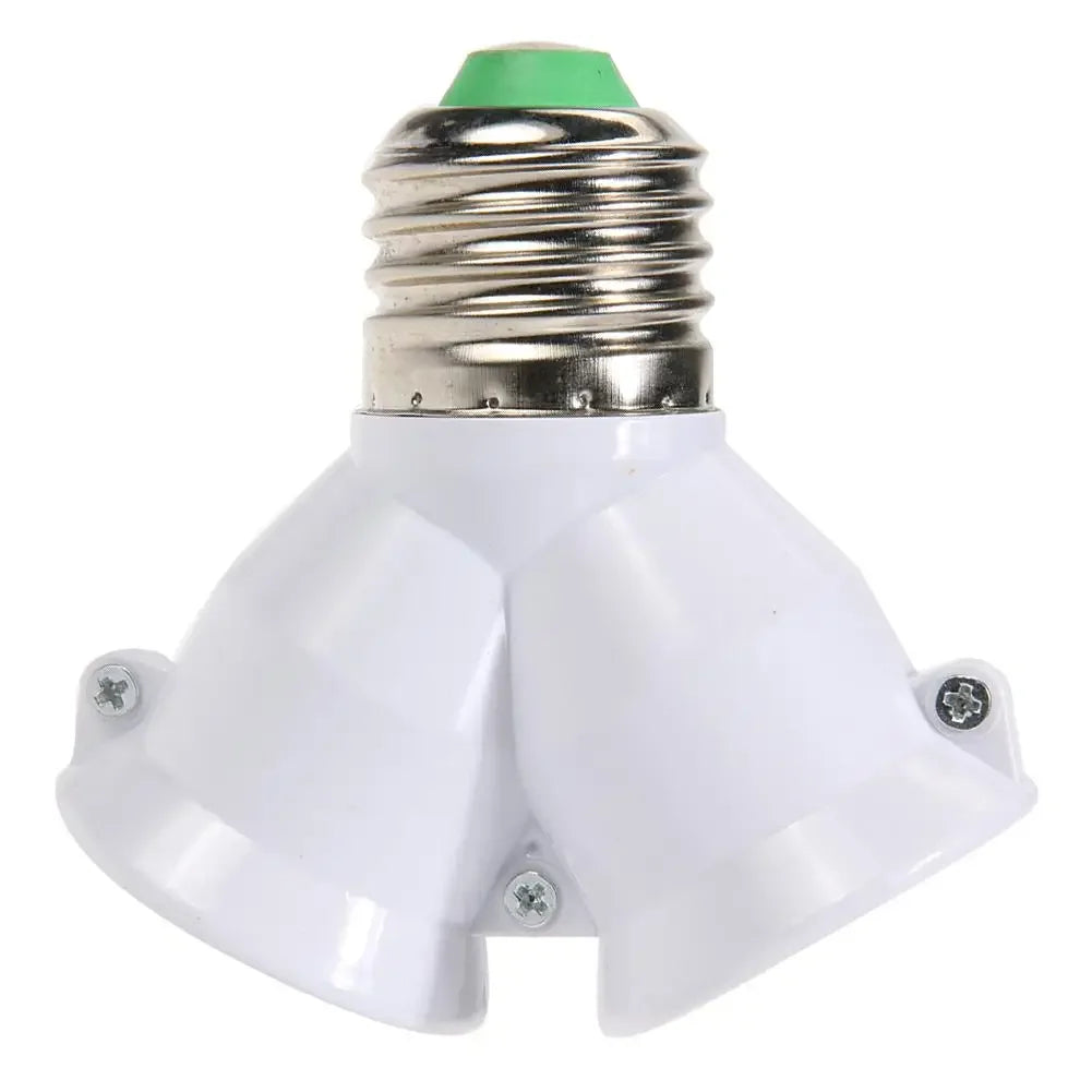 E27 to 2×E27 Bulb Socket Splitter Adapter | Dual Lamp Holder Lamp Socket Adapter Richie's White