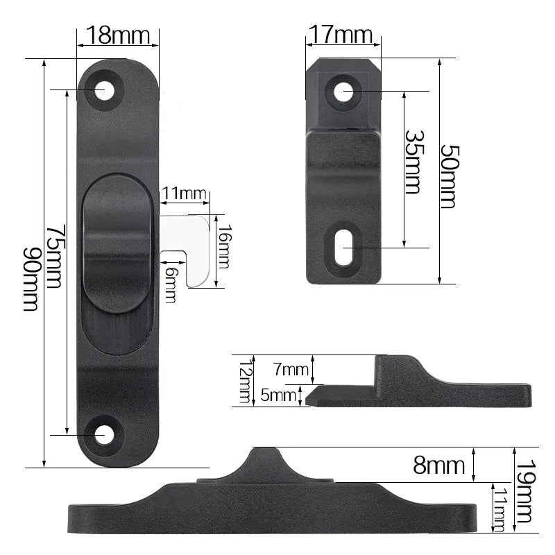Push-Pull Window Hook Lock – Anti-Theft Sliding Door Plug Window Door Lock Richie's 1pcs