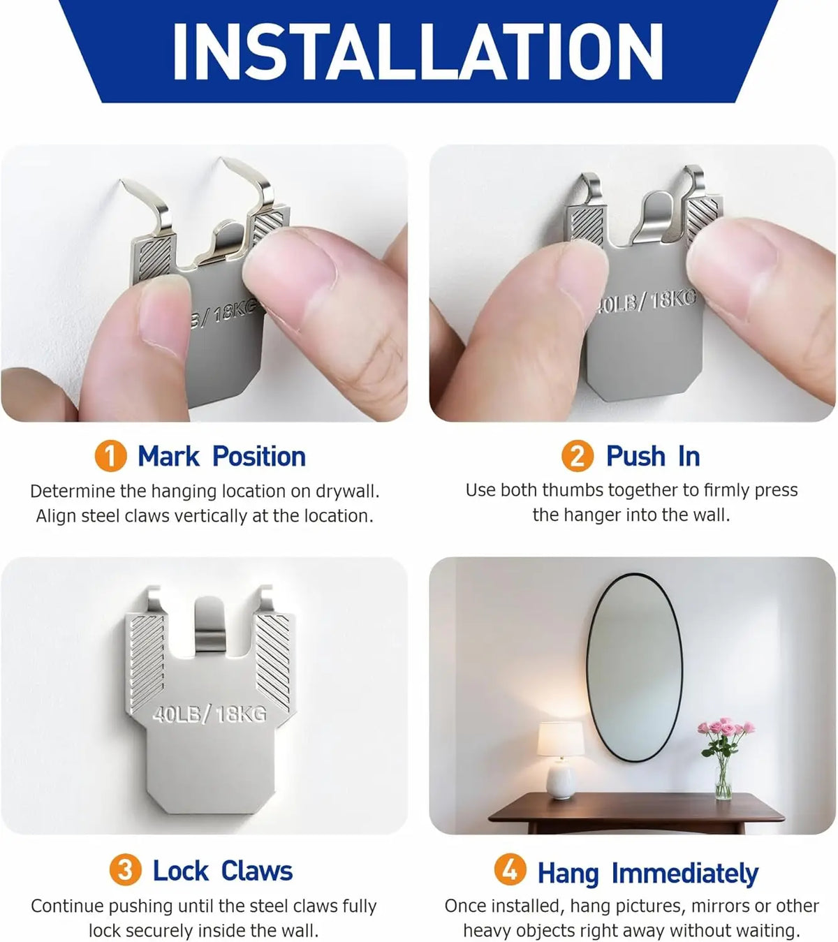 Claw Drywall Picture Hangers – No-Tool Wall Hooks Kit Picture Hanger Hooks Richie's