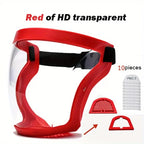 Transparent Full Face Shield with 10 Filters | Cycling Mask Cycling Face Shield Richie's Red with 10 Filters