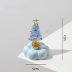 Glass Christmas Tree Figurine with Rotating Ceramic Base | Mini Christmas Figurine Richie's Blue