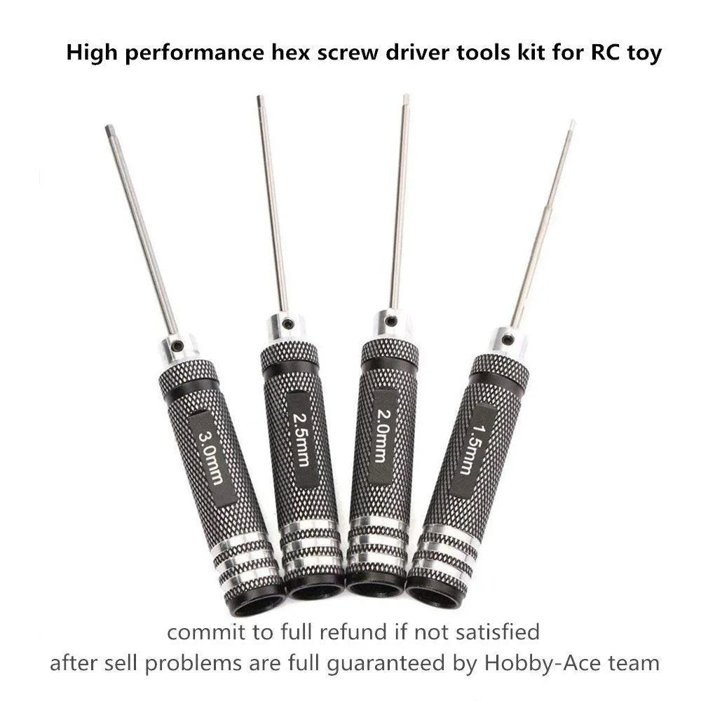 TiN Hex Driver Set 4-Piece 1.5–3mm | RC Helicopter Tool Kit Hex Driver Set Richie's