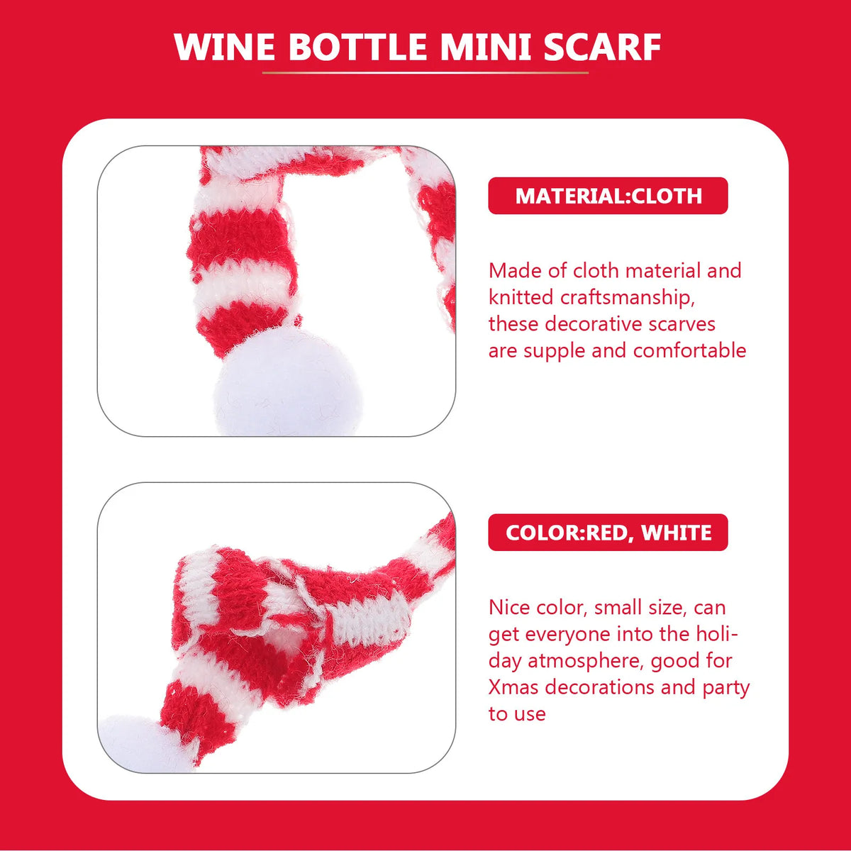 6 Pcs Christmas Mini Knitted Scarves Wine Bottle Ornaments Christmas Ornaments Richie's
