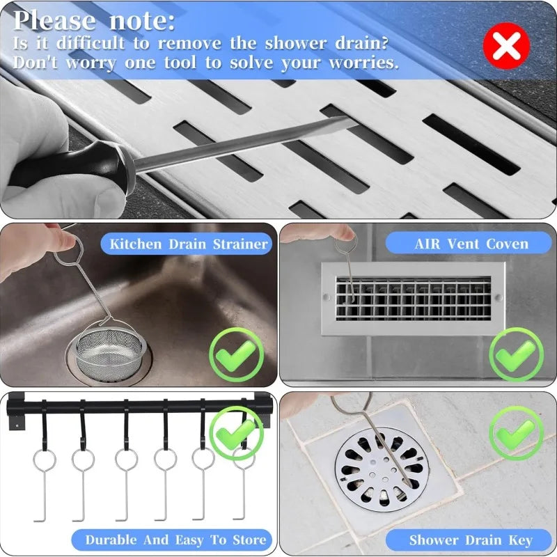 8-Piece Stainless Steel Drain Lifting Hook Key Set Drain Lifting Hook Richie's