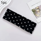 Elastic Polka Dot Yoga Headband – Fitness Sweatband for Women Elastic Headband Richie's black 1pc