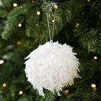 Silver Tinsel Foam Christmas Ball Ornament | Xmas Tree Bauble Christmas Ornament Richie's White Ribbon
