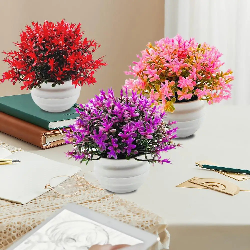 Artificial Bonsai Potted Plant – Multi-Color Faux Grass Décor Artificial Potted Plant Richie's