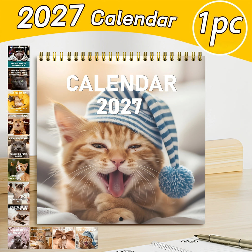 2027 Funny Cat Meme Wall Calendar – Monthly Hanging Planner Wall Calendar Richie's