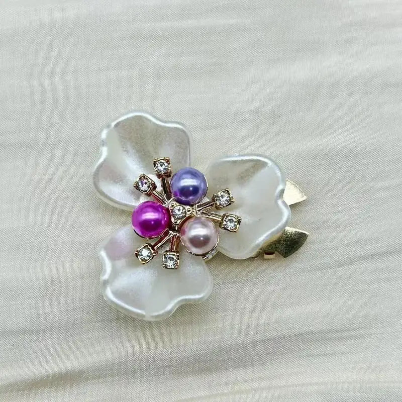 Pearl Flower Button Covers – Rhinestone Detachable Clips Button Cover Clips Richie's A3