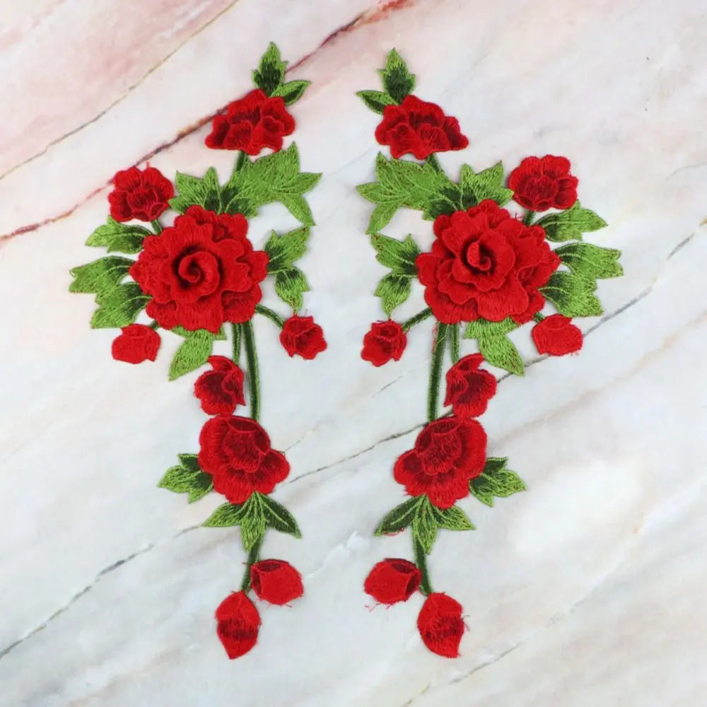 3D Flower Embroidery Applique Pair – Handmade Sew-On Patch Embroidery Applique Patch Richie's