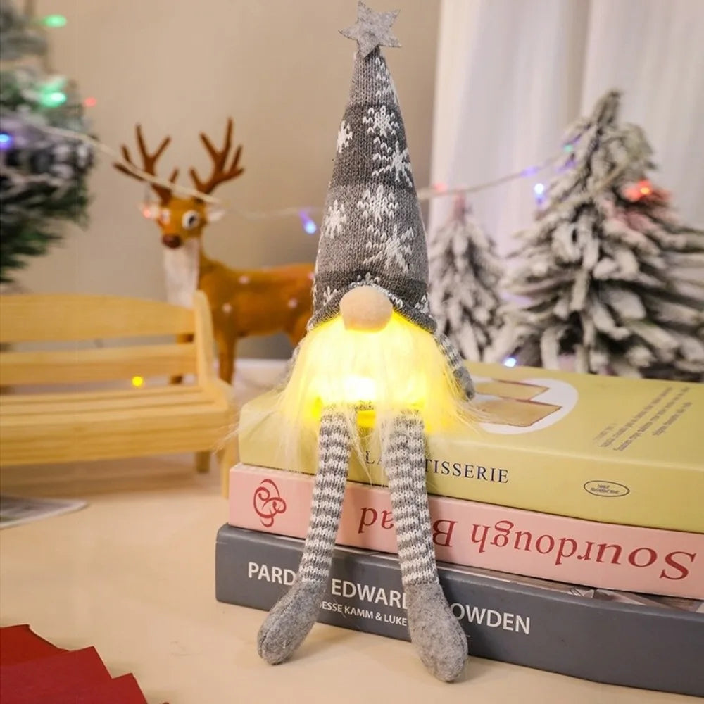 Christmas Gnome Decoration Doll – Glowing Holiday Cloth Figure Christmas Gnome Decoration Richie's Long Gray