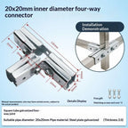 Galvanized Steel Square Tube Connector No-Weld Pipe Joint Buckle Pipe Joint Connector Richie's C
