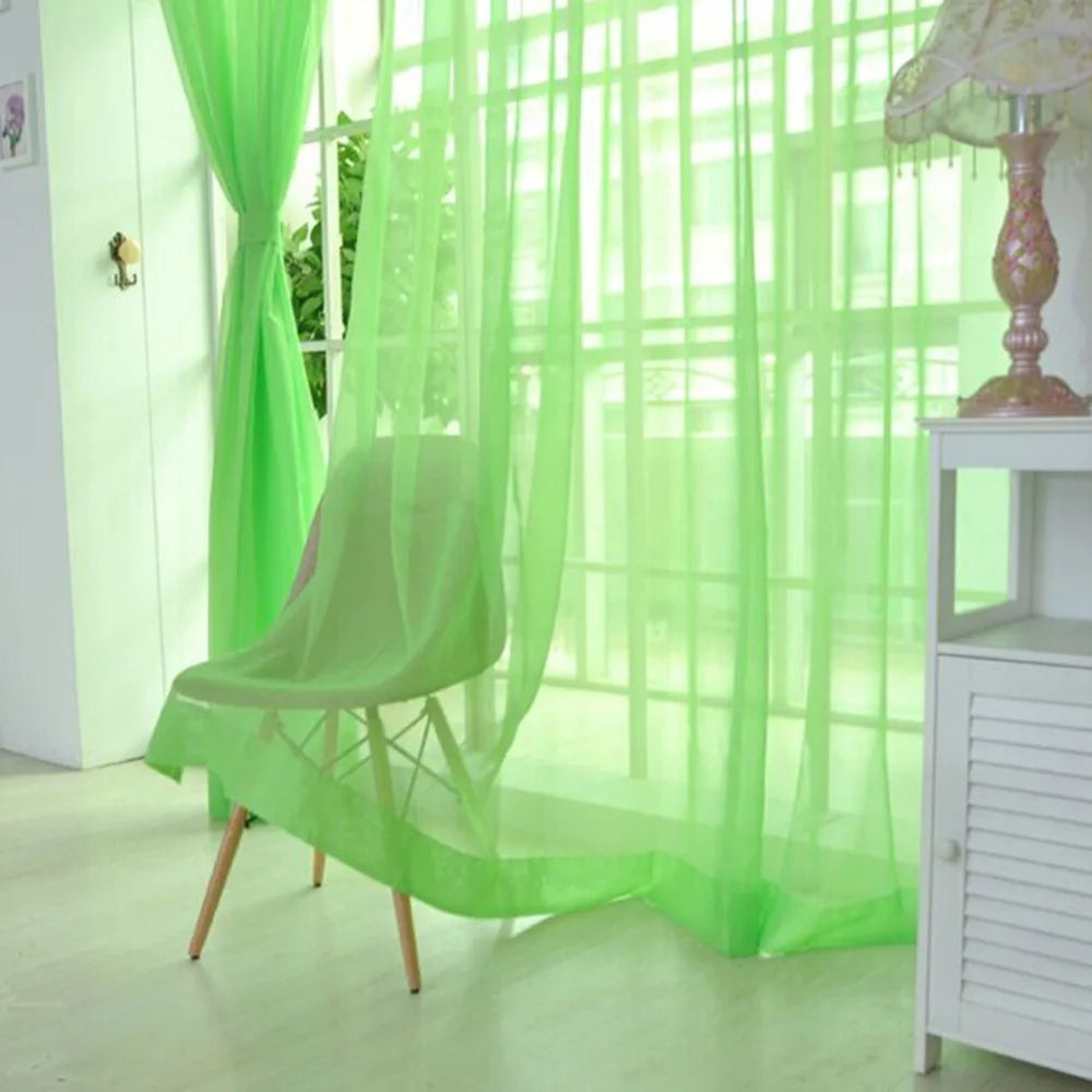 Sheer Tulle Curtain 1×2M Rod Pocket Polyester Window Panel Sheer Window Curtain Richie's Green