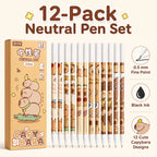 12 Capybara Gel Pens 0.5mm Fine Point Black Ink | Cute Set Gel Pen Set Richie's Default Title