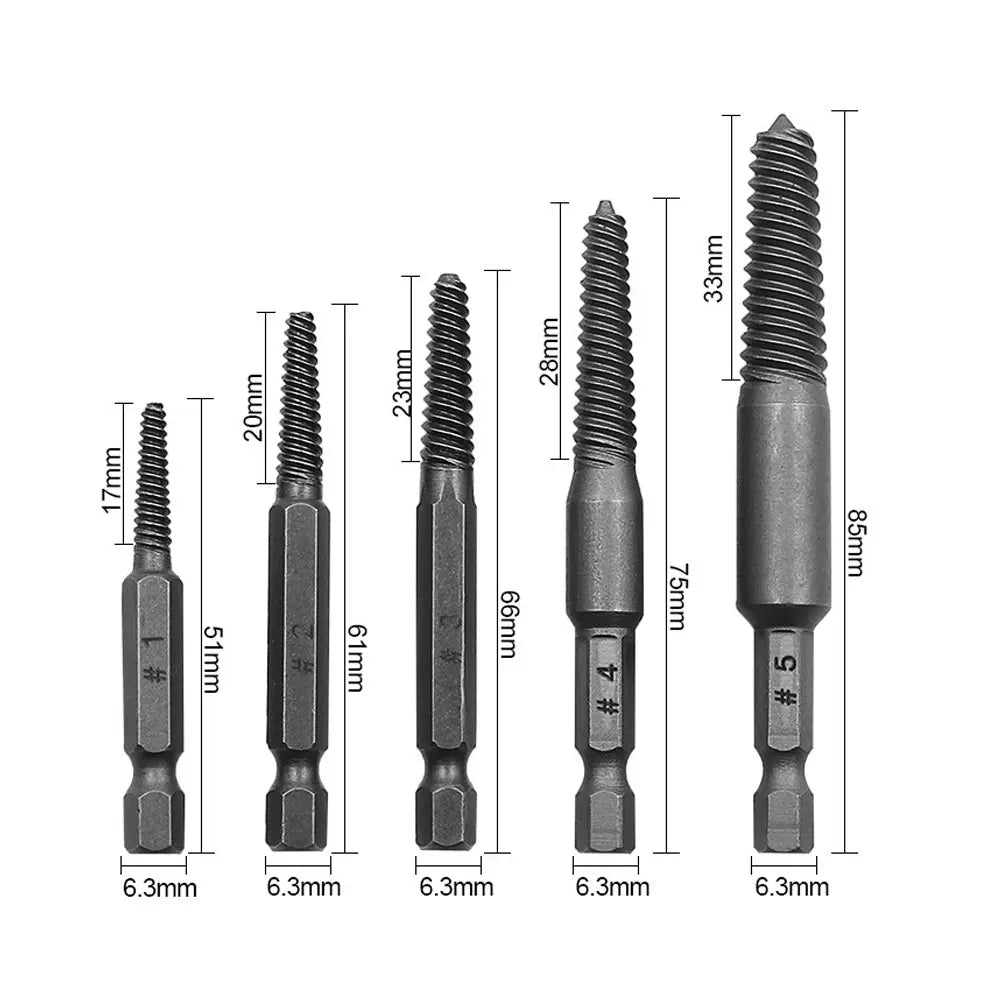 5-Piece Screw Extractor & Broken Bolt Remover Drill Bit Set Screw Extractor Set Richie's