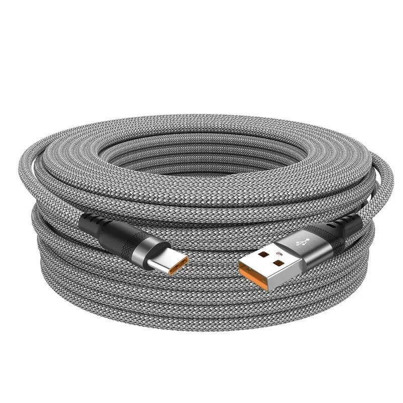 FUCHU 6A Fast Charging USB-C Cable – 1m to 8m Braided USB-C Charging Cable Richie's Grey 3m
