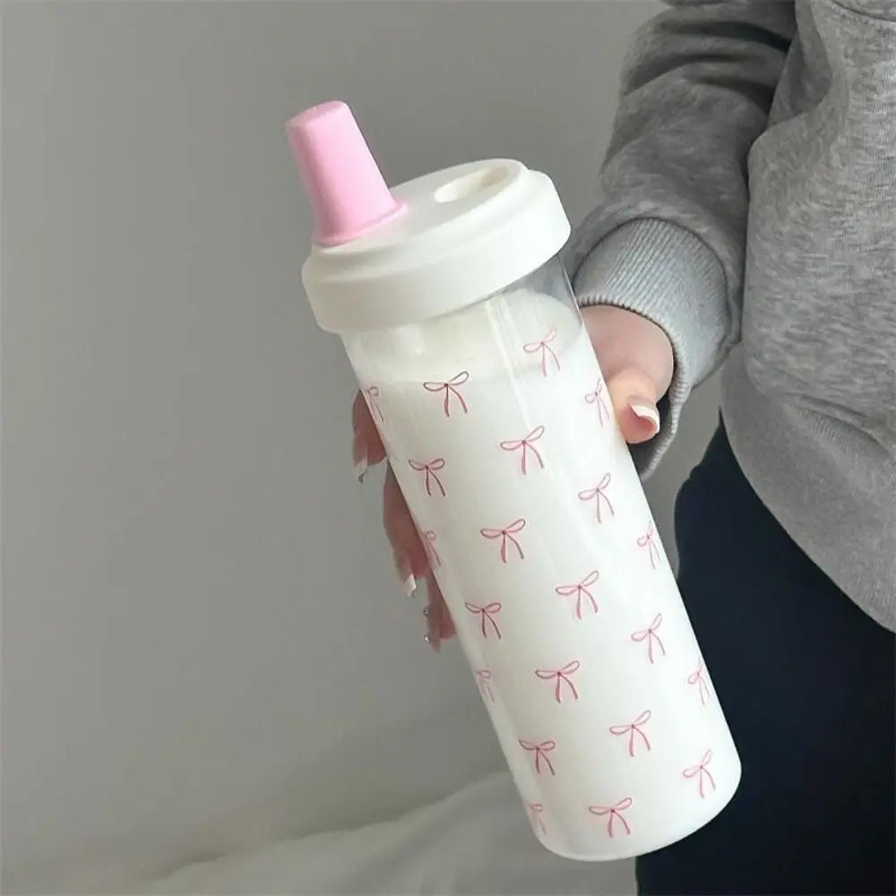 Cute Bowknot Straw Cup 500ml/700ml Plastic Water Bottle with Lid Straw Tumbler Cup Richie's