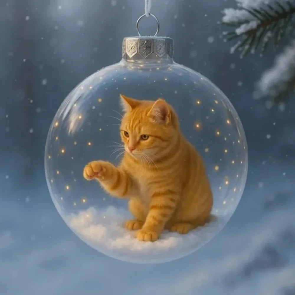 Cat Christmas Ball Ornament Acrylic Bauble DIY Pendant Christmas Ornament Richie's Style 3