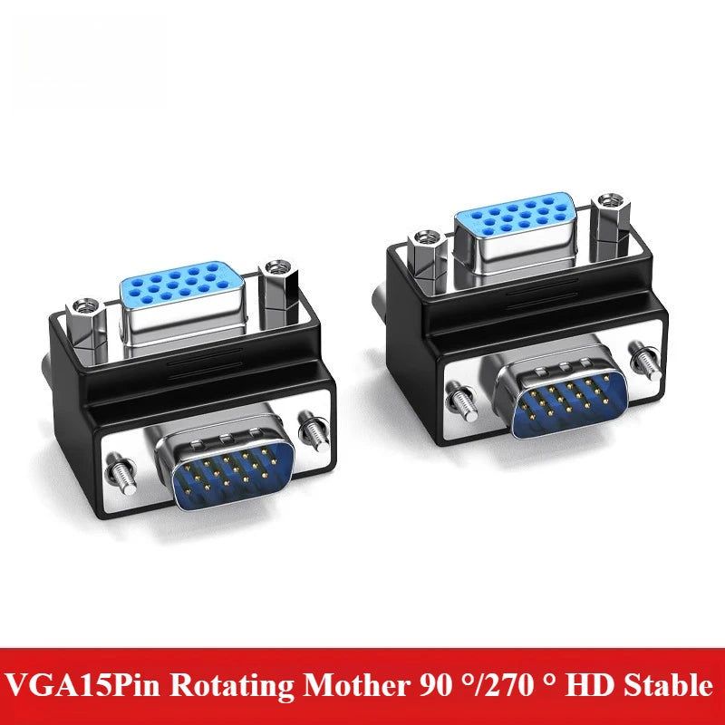 DB9 VGA 90° Right Angle Adapter – 9/15 Pin Male to Female VGA Adapter Connector Richie's