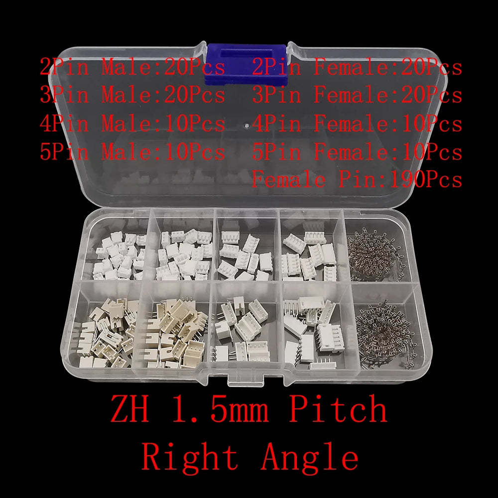 JST Connector Kit – Multi-Pitch Male & Female Housing Terminal Set Connector Terminal Kit Richie's ZH 1.5mm Right Angle