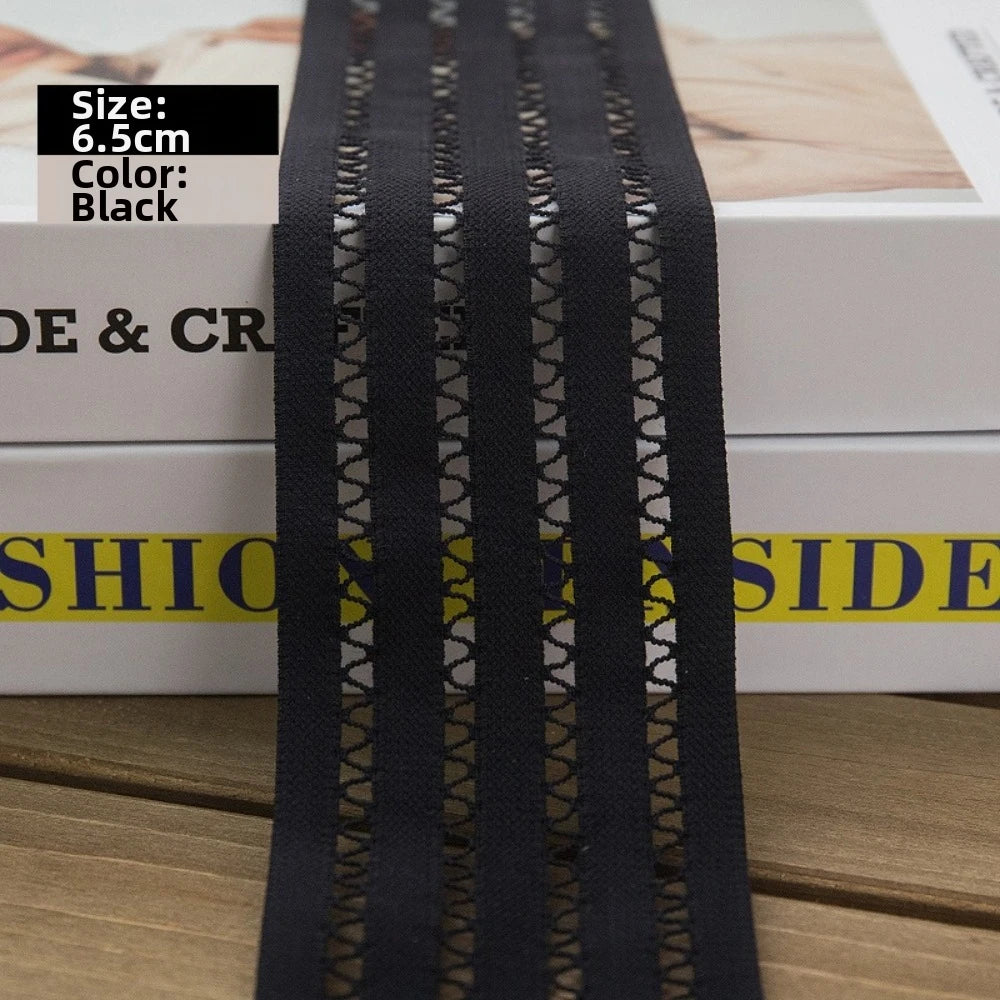 Elastic Lace Fringe Trimmings 3/5/7cm Wide – 5 Yards DIY Trim Lace Trim Richie's Black-6.5cm L