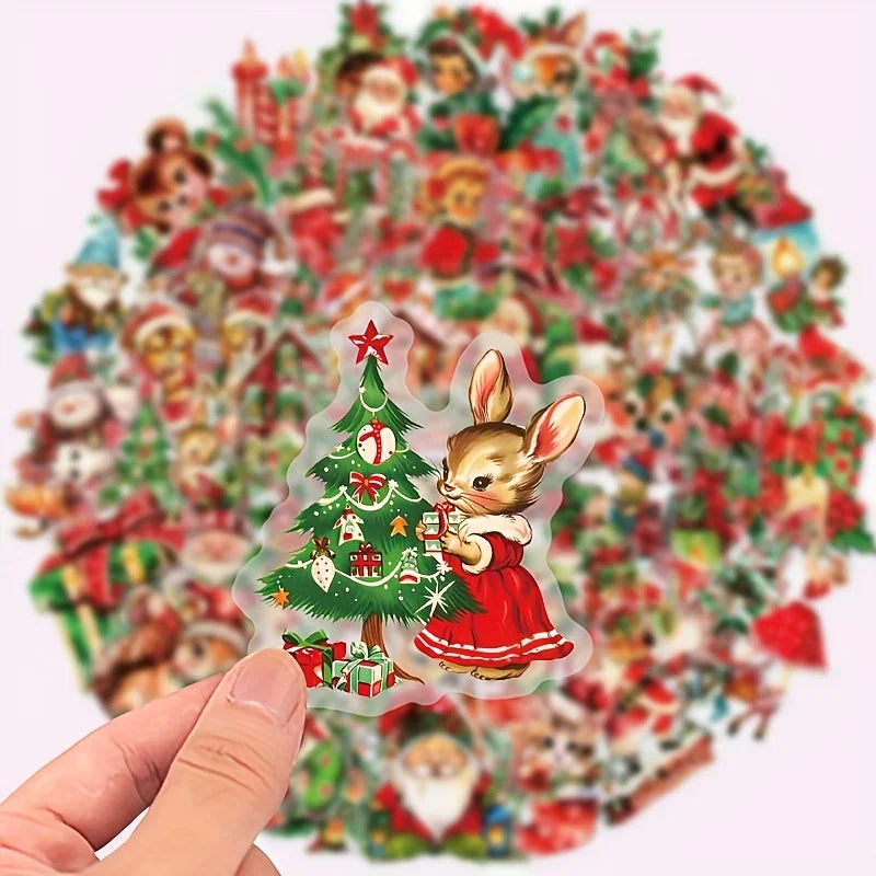 Vintage Christmas Stickers – Reusable, No Residue, Transparent Holiday Craft Stickers Richie's