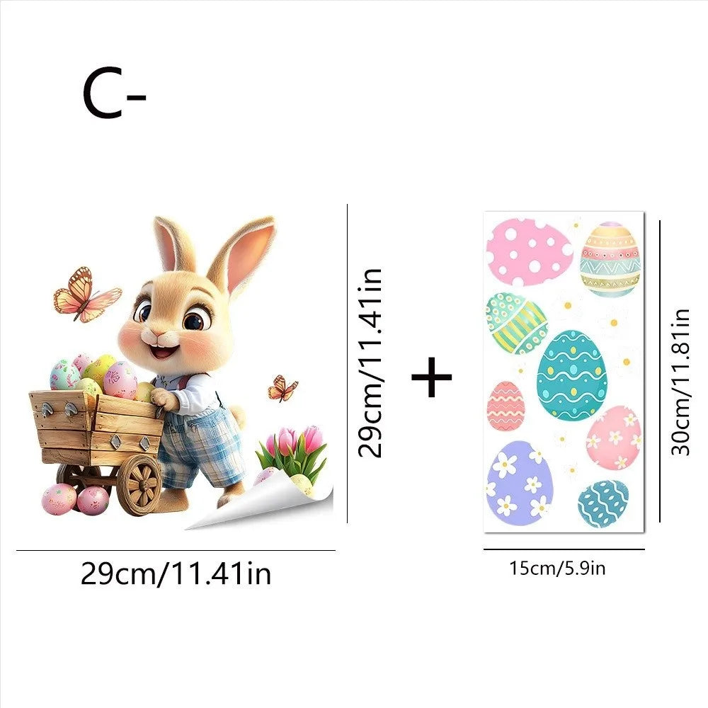 Easter Rabbit Flower Wall Stickers – Removable PVC Decals Wall Stickers Richie's C8