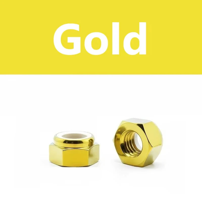 TC4 Titanium Alloy Nyloc Self-Locking Hex Nuts M4–M12 Titanium Lock Nuts Richie's Gold M8x1.25mm(1pcs)