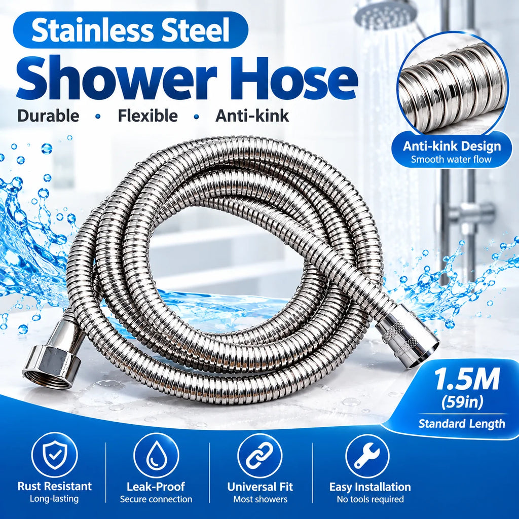 Stainless Steel Shower Hose 1–10M | Flexible Plumbing Hose Shower Plumbing Hose Richie's DN15 100cm