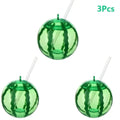 Fruit Shaped Cups with Straw – Orange & Watermelon | 1 or 3 Pack Novelty Drinking Cup Richie's 3Pcs watermelon