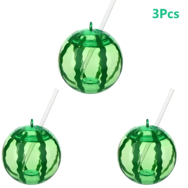 Fruit Shaped Cups with Straw – Orange & Watermelon | 1 or 3 Pack Novelty Drinking Cup Richie's 3Pcs watermelon