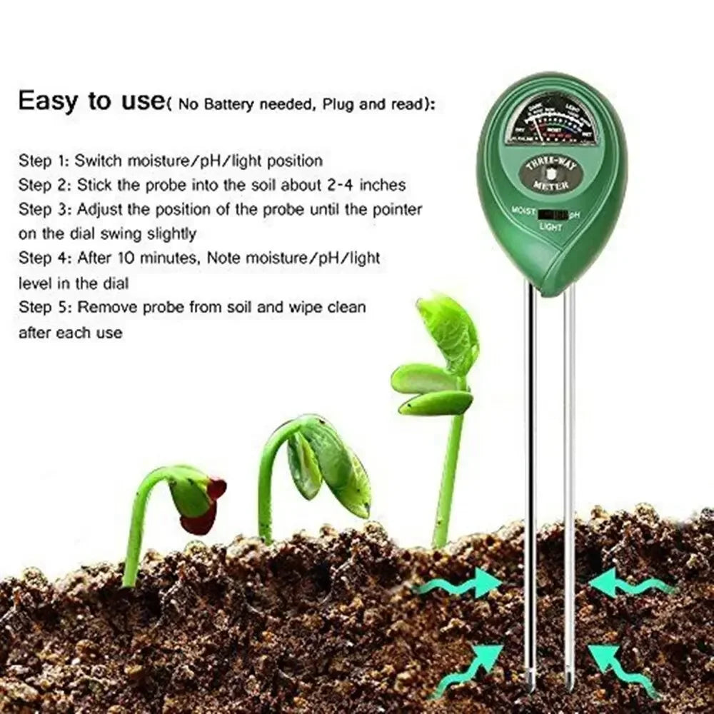 3-in-1 Soil Moisture, pH & Light Meter for Garden Plants Soil Moisture Meter Richie's