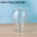 Clear Disposable PET Cups with Lids & Straws – 10pc Set Disposable Party Cups Richie's 360ML