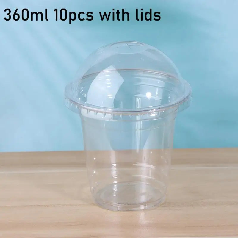 Clear Disposable PET Cups with Lids & Straws – 10 Pack Set Disposable Drinkware Set Richie's 360ML
