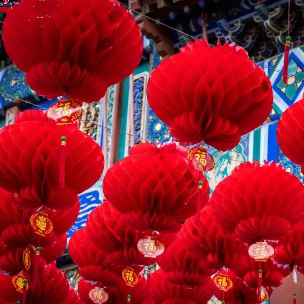 10Pcs Chinese Paper Honeycomb Lanterns – Spring Festival Decor Hanging Party Lanterns Richie's