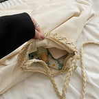 Handmade Straw Woven Semicircle Crossbody Bag | Boho Beach Bag Woven Crossbody Bag Richie's