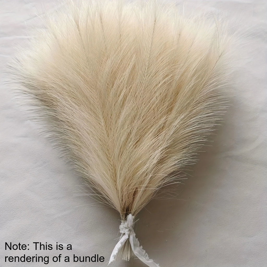 10pcs Faux Reed Grass Feather Stems – Artificial Home Décor Artificial Flower Stems Richie's Beige 10pcs
