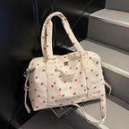 Strawberry Corduroy Travel Bag – Large Crossbody Duffel Travel Duffel Bag Richie's Creamy-white