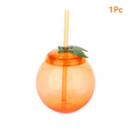 Fruit Shaped Cups with Straw – Orange & Watermelon | 1 or 3 Pack Novelty Drinking Cup Richie's 1Pcs orange