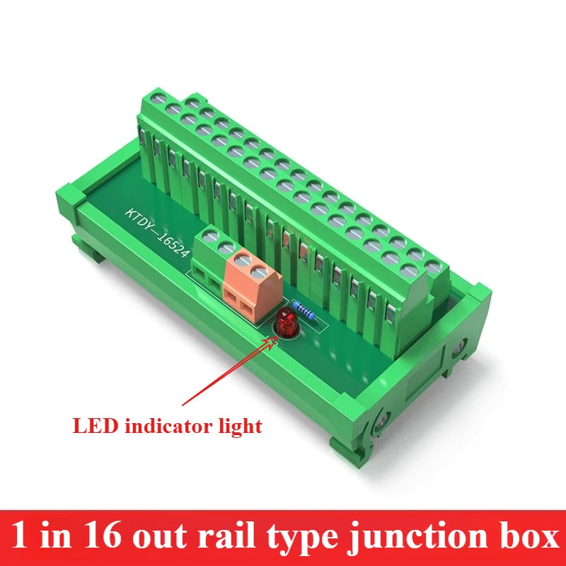 Guide Rail Terminal Block 1 In 5/8/16 Out Power Distribution Box Terminal Block Richie's 1 in 16 out LED 1PCS