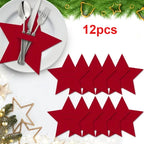 12pcs Christmas Star Felt Table Mats & Cutlery Bag Set Christmas Table Mats Richie's Red 12pcs
