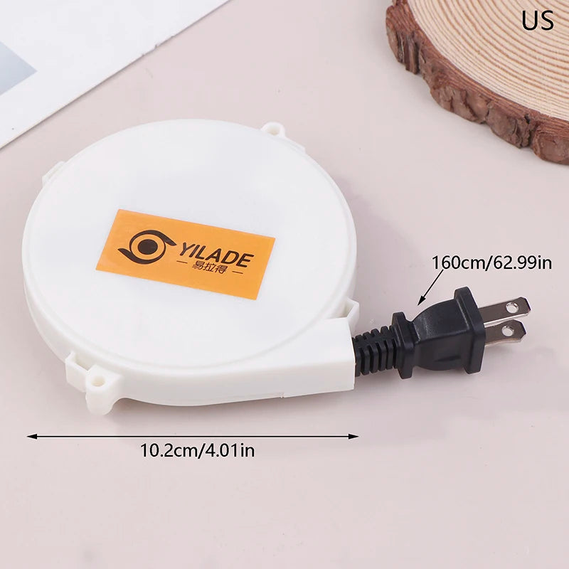 Retractable Power Reel Cable 1.6m | US & EU Plug – 220V Retractable Cable Reel Richie's A1