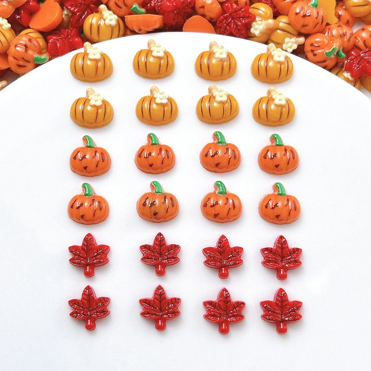 35pcs Autumn Resin Nail Decorations – Maple Leaf & Pumpkin Nail Art Charms Richie's